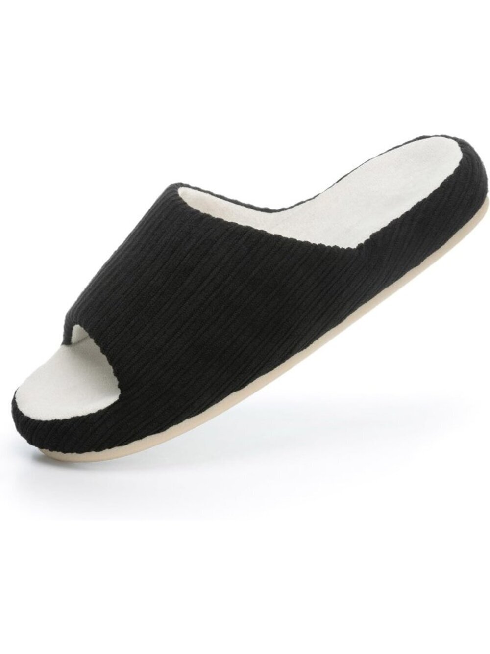 Women's Black Pull-On Classic Memory Foam House Cozy Open Toe Soft Slipper Shoes